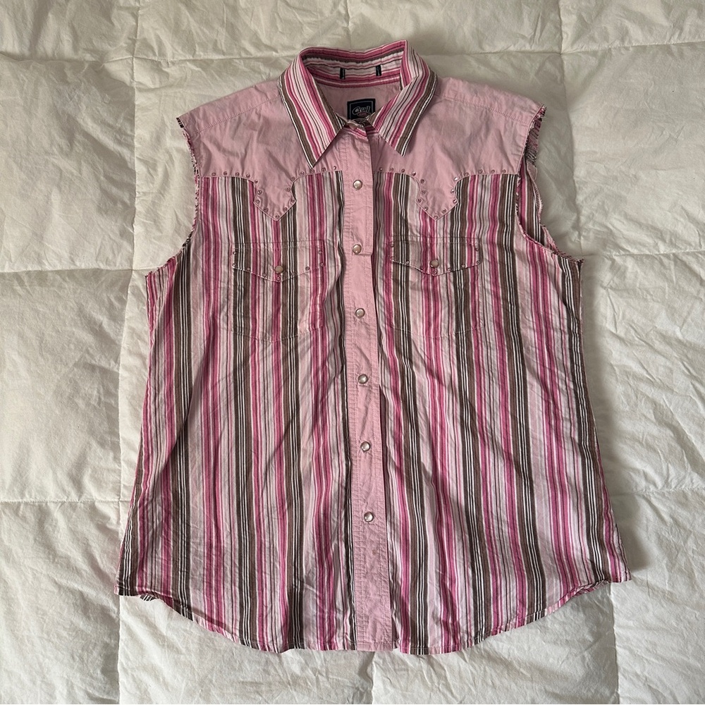 Y2K Cruel Girl Western Striped Button Down Shirt